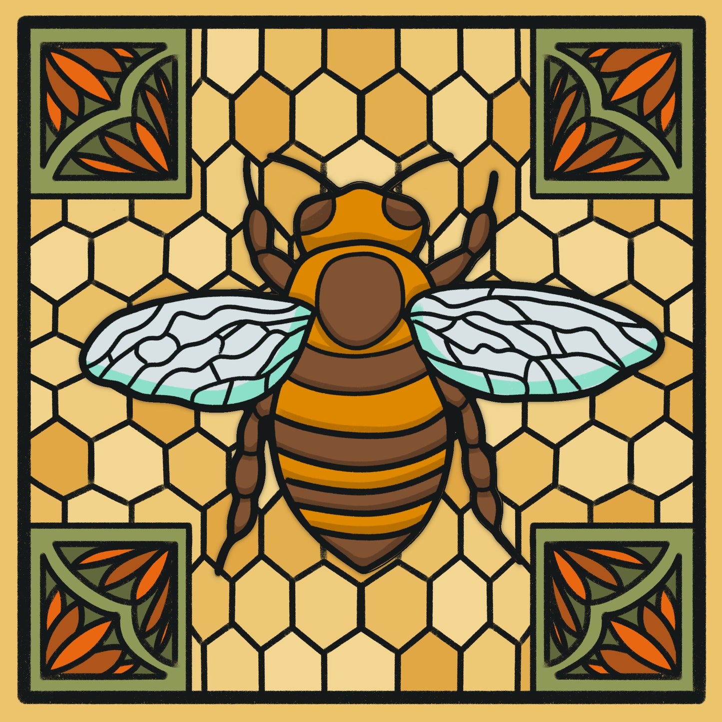 Stained Glass Bee - Sticker